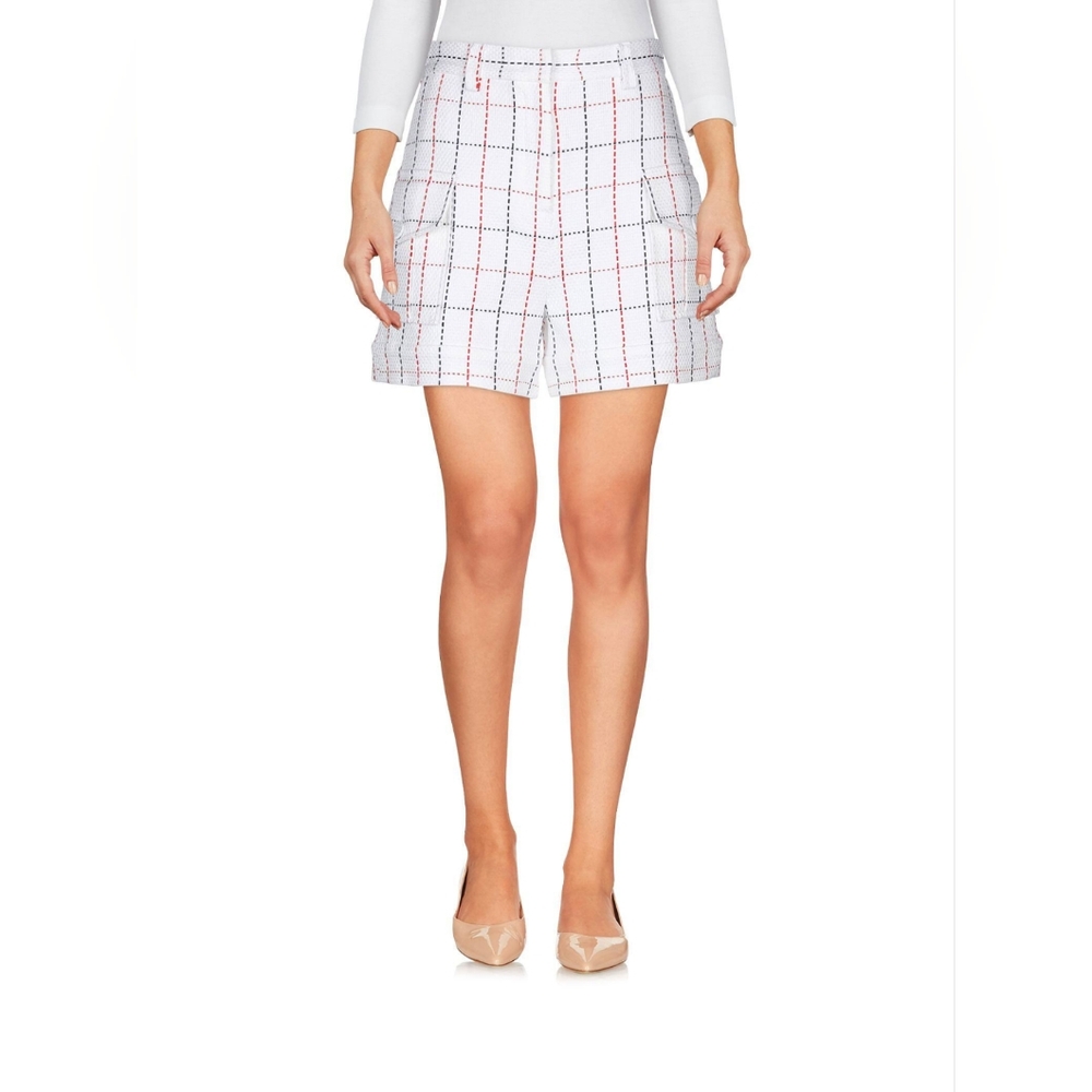 MSGM High Waist White and Red Shorts